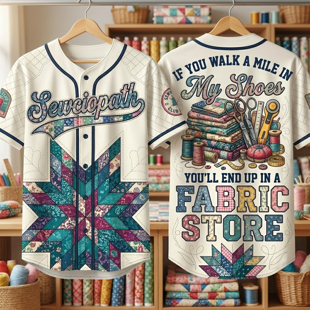 Sewciopath Sewer Quilter Baseball Jersey - Quilt Lover Gift Shirt