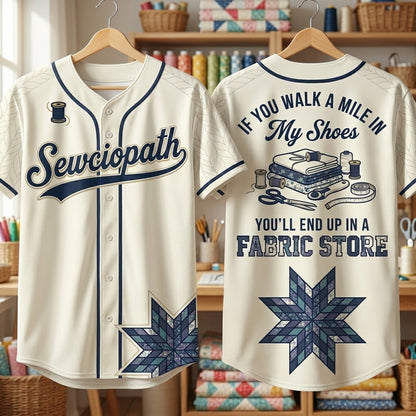 Sewciopath Sewer Quilter Baseball Jersey - Quilt Lover Gift Shirt