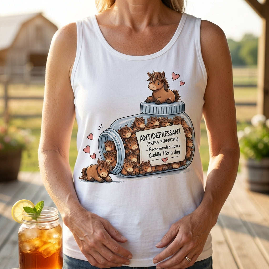 Cute Horse Lover Antidepressant Shirt – Funny Horse Hugs Therapy Gift