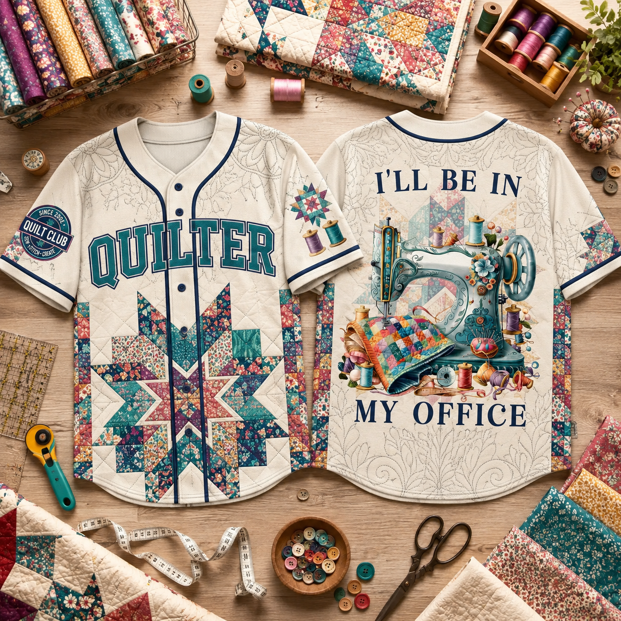 I'll Be In My Office Sewer Quilter Baseball Jersey - Quilt Lover Gift Shirt