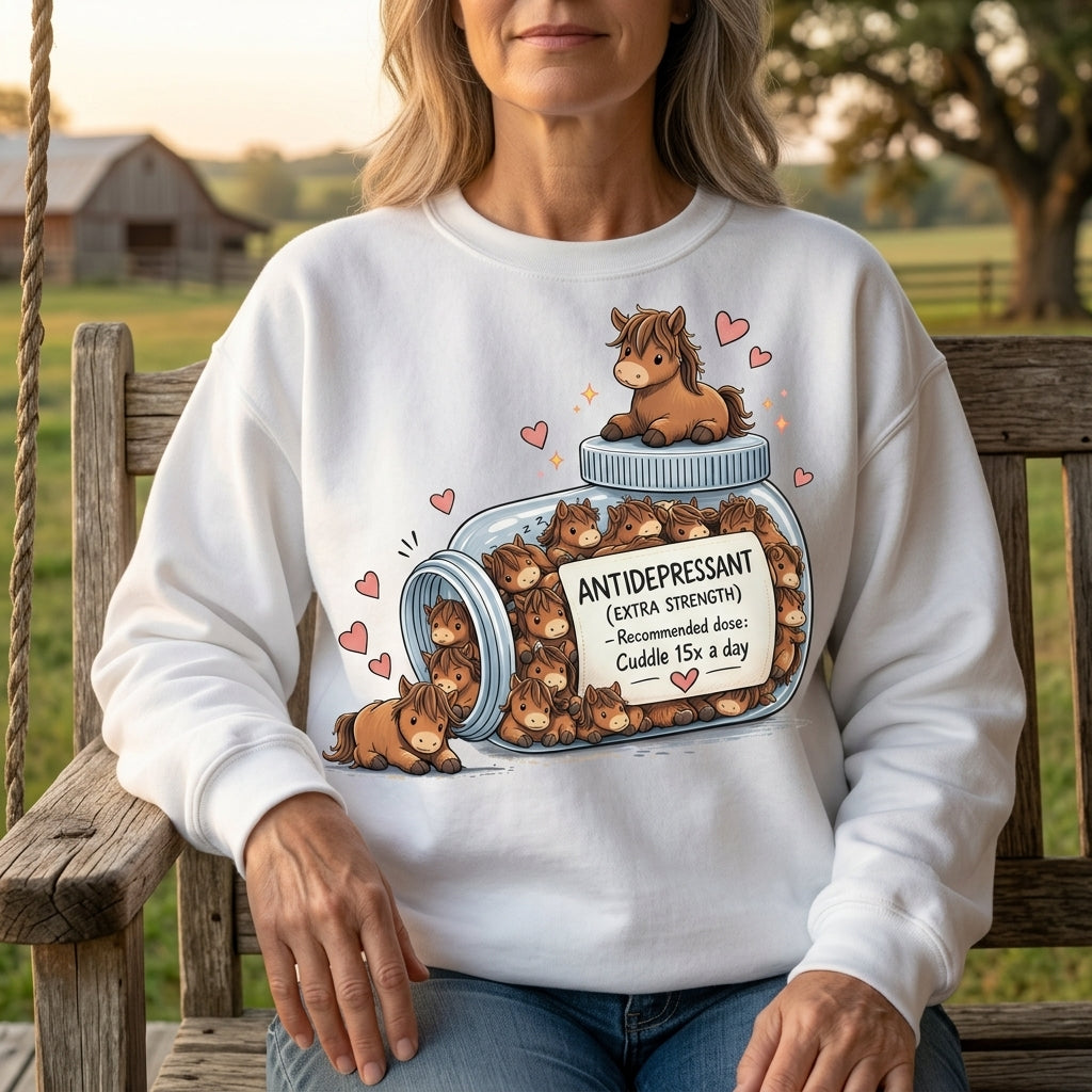 Cute Horse Lover Antidepressant Shirt – Funny Horse Hugs Therapy Gift