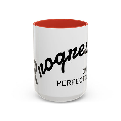 Happiness Over Perfection Accent Coffee Mug Inspirational Ceramic Tea Cup - flat lay