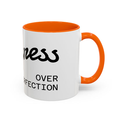 Happiness Over Perfection Accent Coffee Mug – Inspirational Ceramic Tea Cup (11/15oz)
