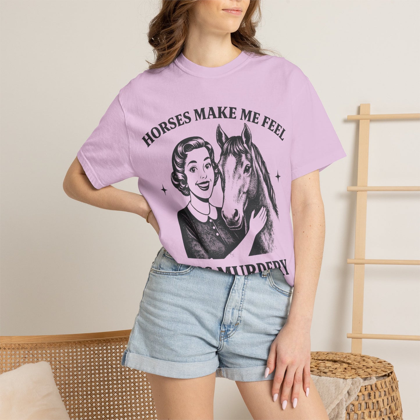 Horse Lover T-Shirt — "Horses Make Me Feel Less Murdery" Vintage Graphic