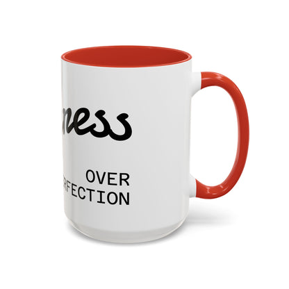 Happiness Over Perfection Accent Coffee Mug – Inspirational Ceramic Tea Cup (11/15oz)
