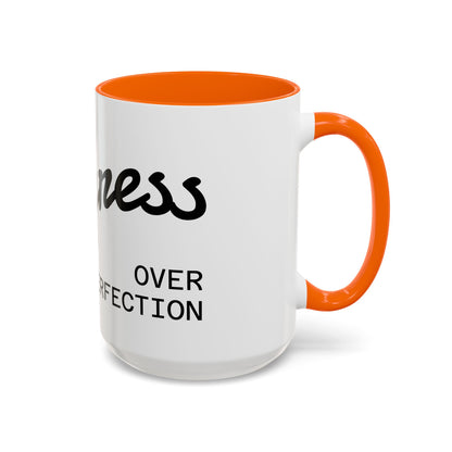 Happiness Over Perfection Accent Coffee Mug – Inspirational Ceramic Tea Cup (11/15oz)