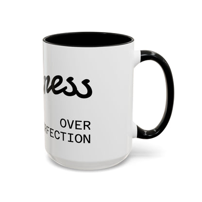 Happiness Over Perfection Accent Coffee Mug – Inspirational Ceramic Tea Cup (11/15oz)