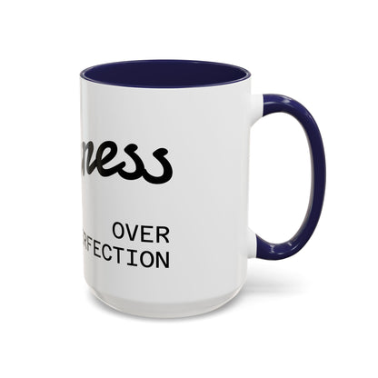 Happiness Over Perfection Accent Coffee Mug – Inspirational Ceramic Tea Cup (11/15oz)