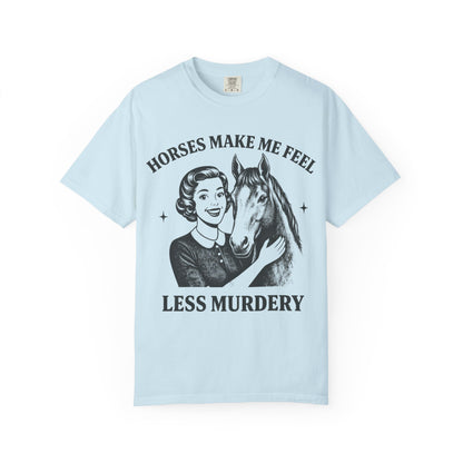 Horse Lover T-Shirt Horses Make Me Feel Less Murdery Vintage Graphic - lifestyle