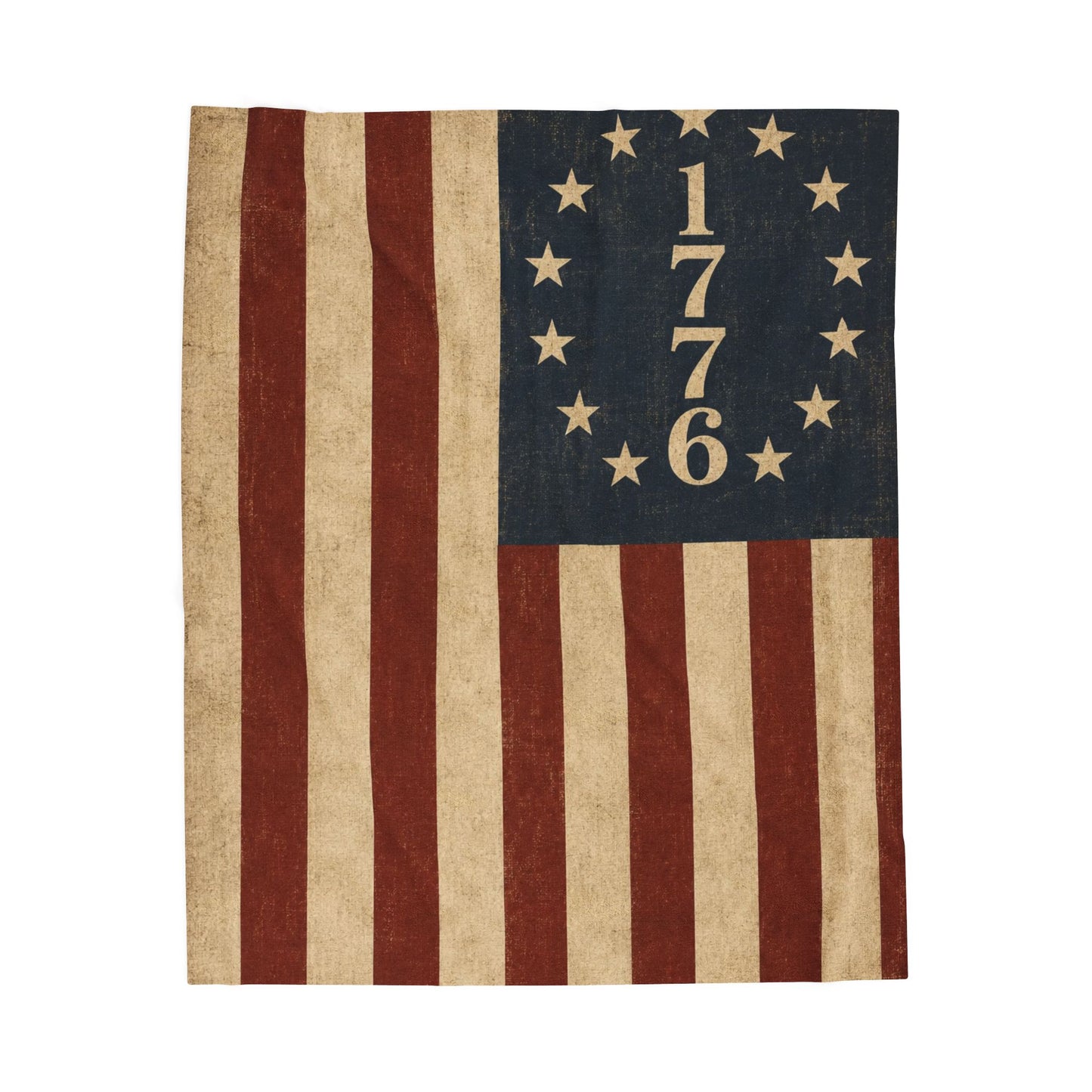 1776 American Flag Velveteen Plush Blanket Vintage Betsy Ross Patriotic Throw
