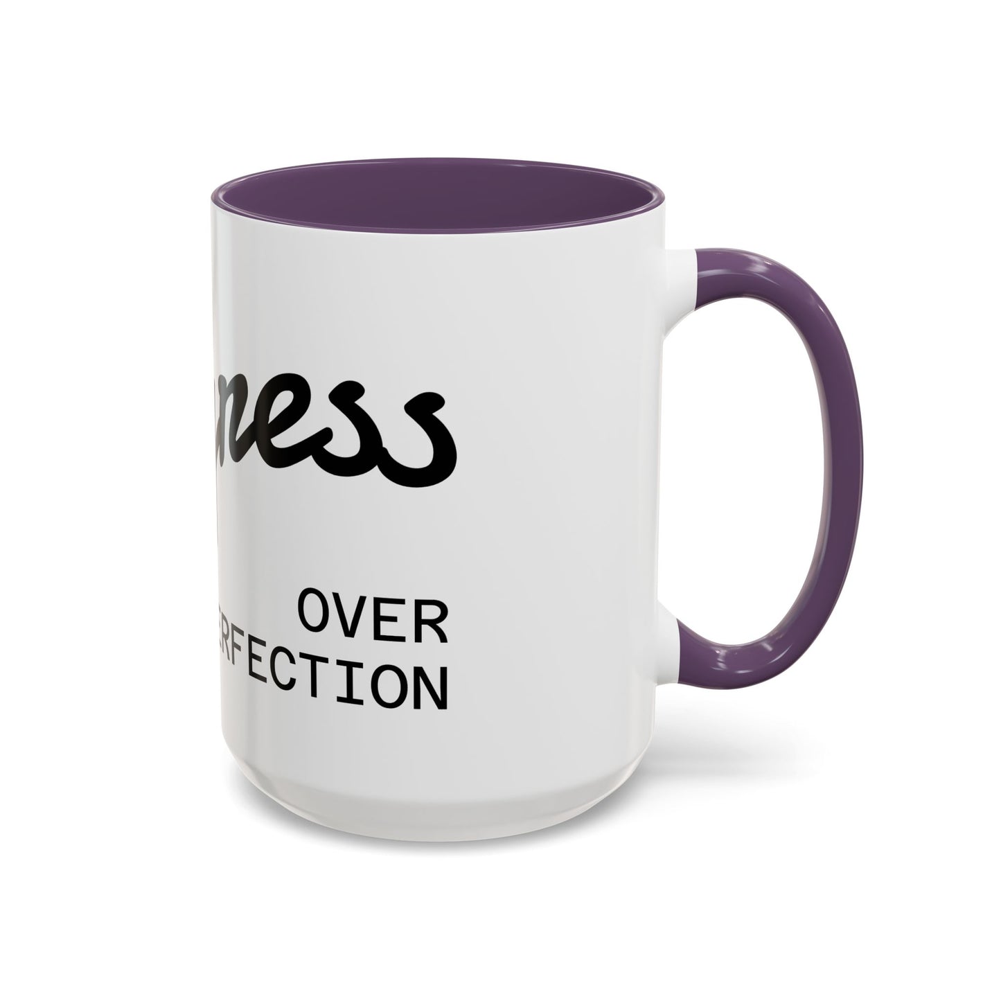 Happiness Over Perfection Accent Coffee Mug – Inspirational Ceramic Tea Cup (11/15oz)