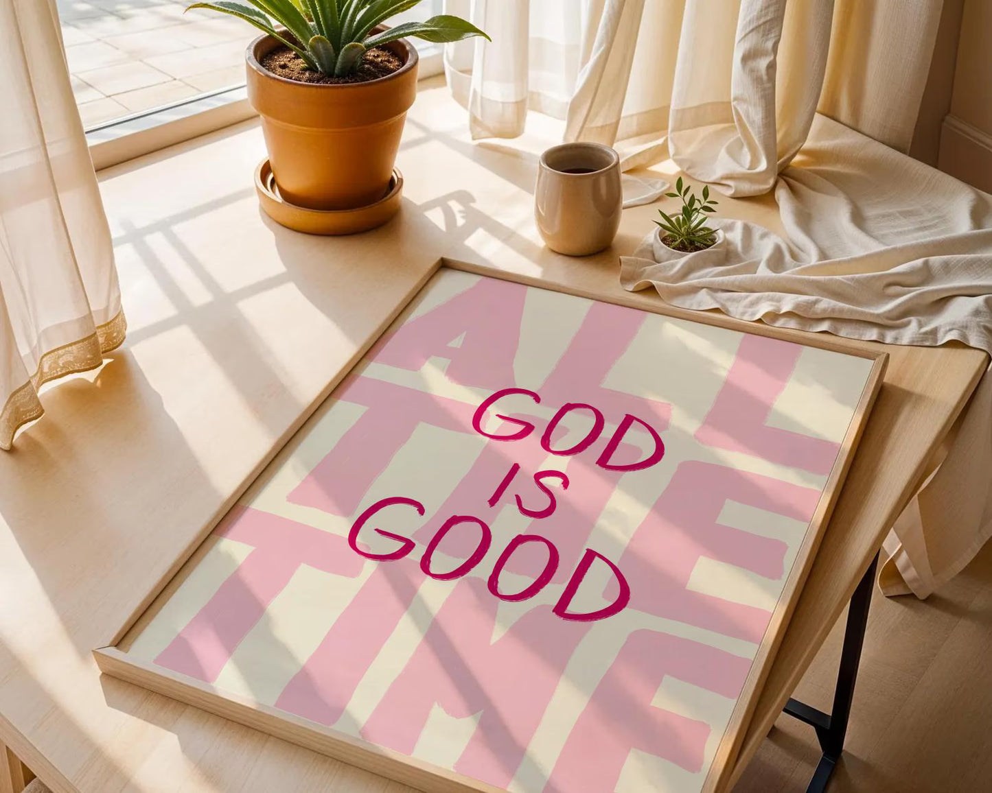 God Is Good Pink Faith Wall Art Poster