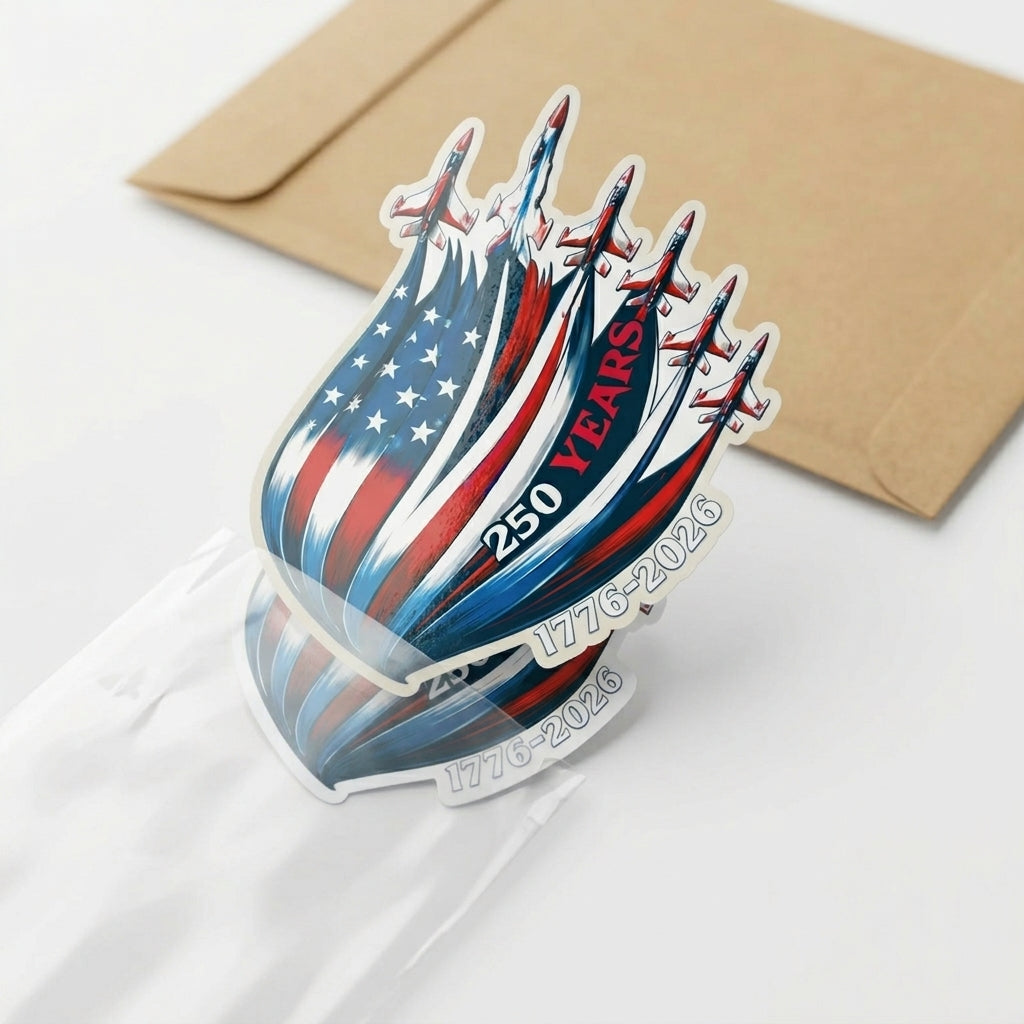 250 Years USA Flag Sticker — 1776–2026 Patriotic Die-Cut Decal