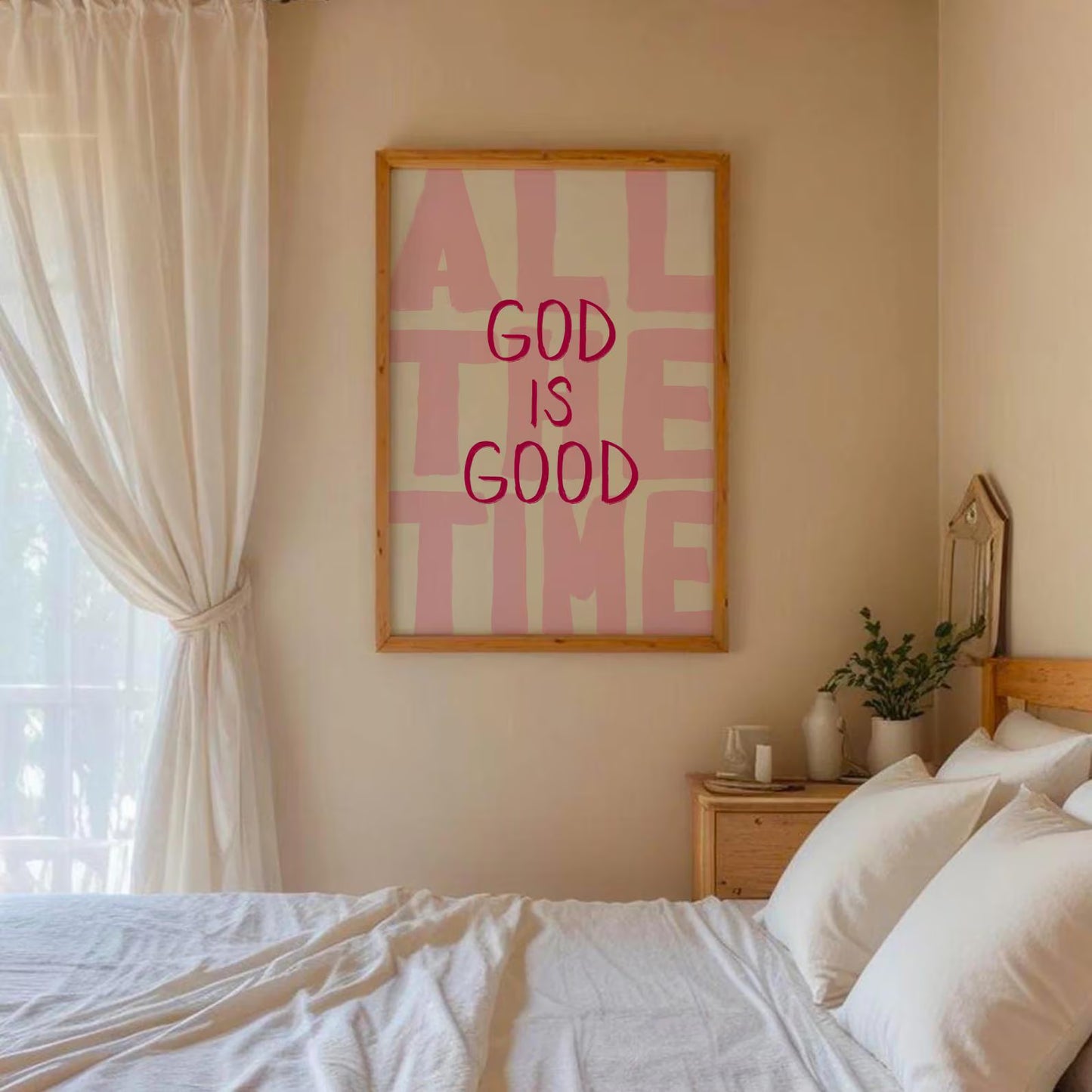 God Is Good Pink Faith Wall Art Poster