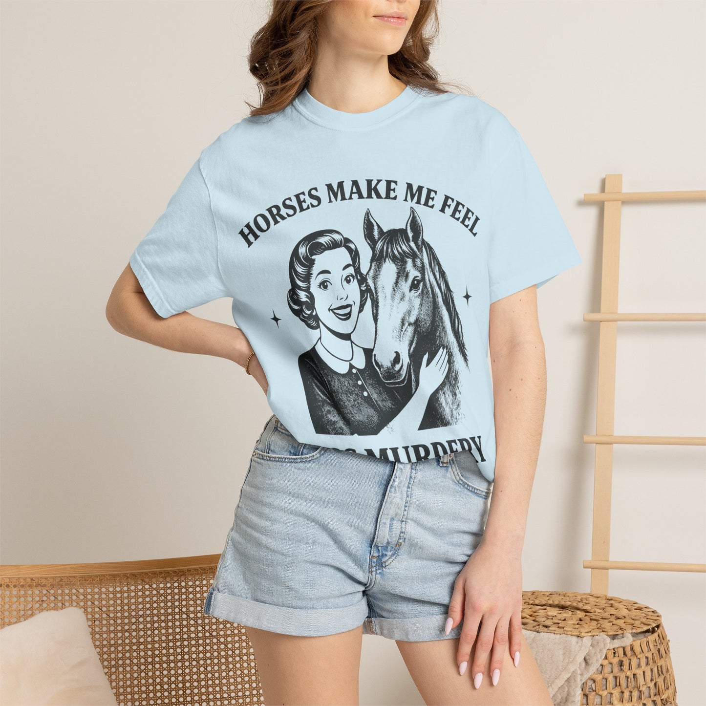Horse Lover T-Shirt — "Horses Make Me Feel Less Murdery" Vintage Graphic