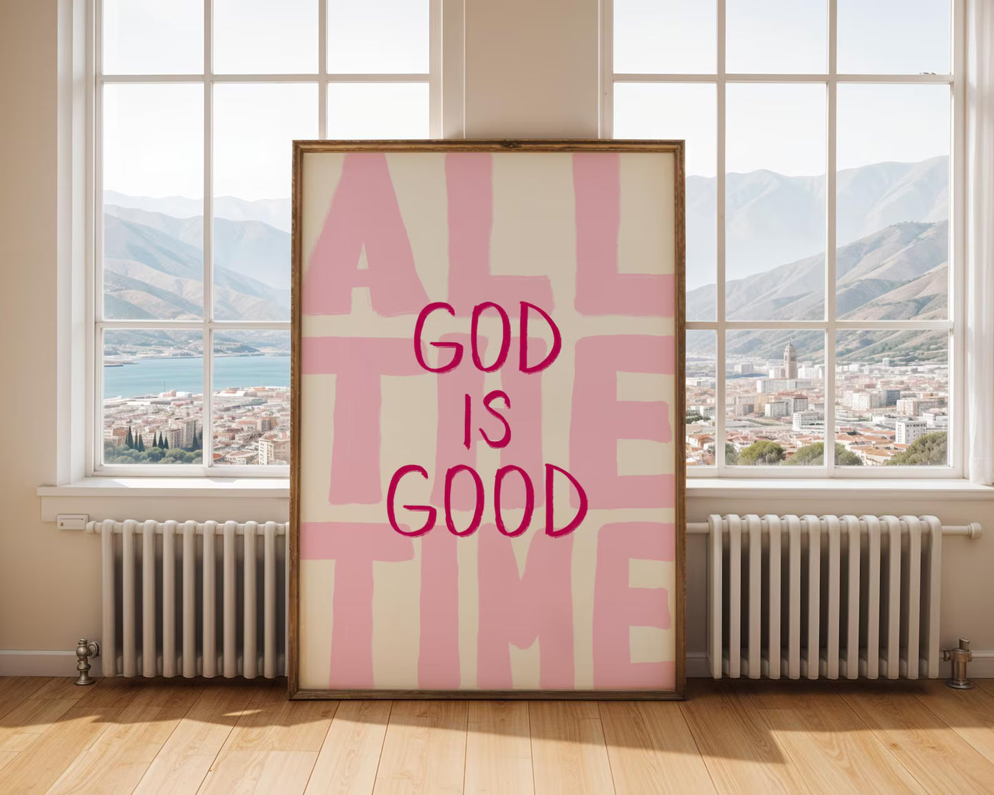God Is Good Pink Faith Wall Art Poster