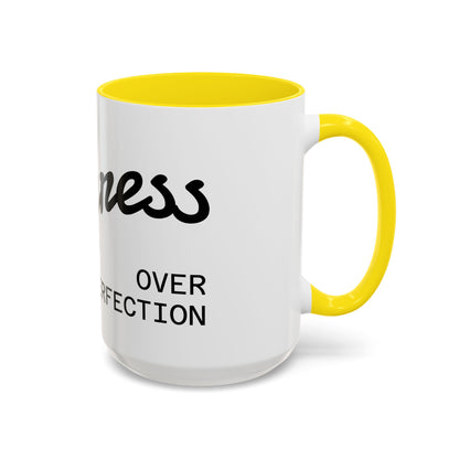 Happiness Over Perfection Accent Coffee Mug – Inspirational Ceramic Tea Cup (11/15oz)