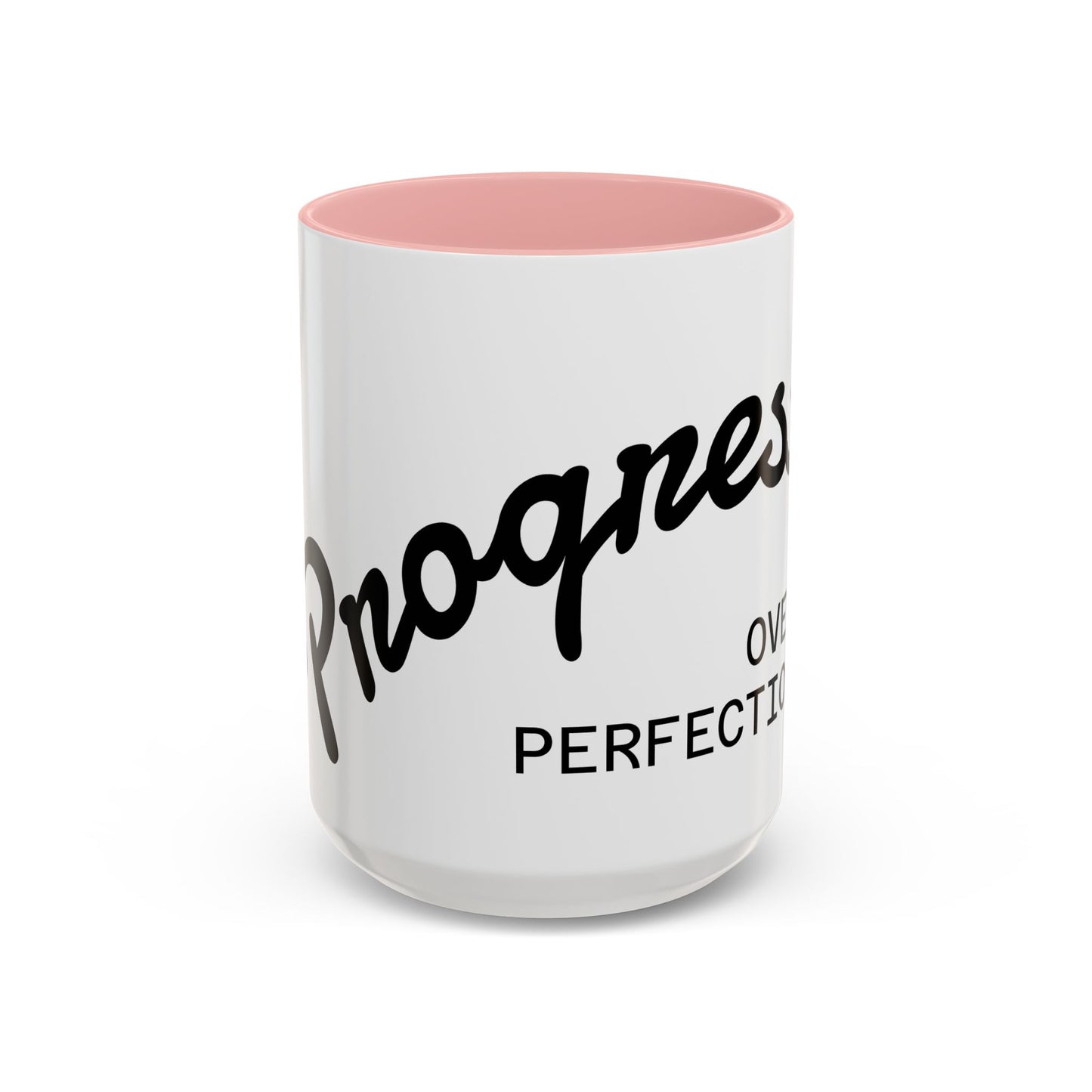 Happiness Over Perfection Accent Coffee Mug Inspirational Ceramic Tea Cup - worn view