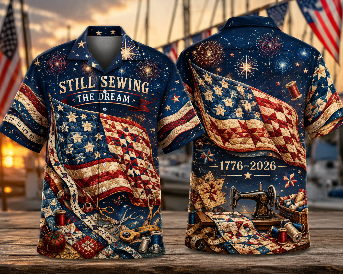 Patriotic Sewing The Dream All-Over Print Hawaii Shirt