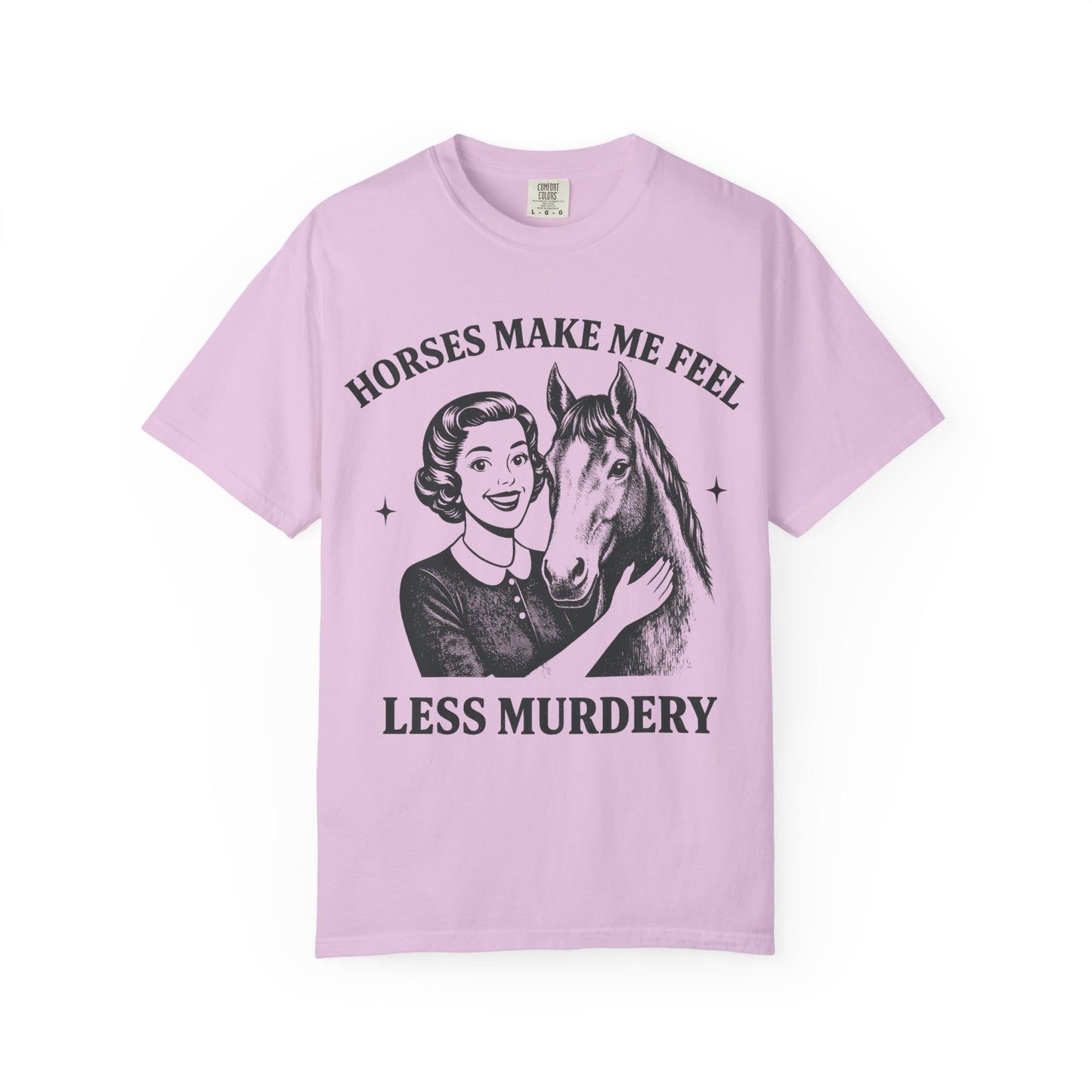 Horse Lover T-Shirt Horses Make Me Feel Less Murdery Vintage Graphic - worn view