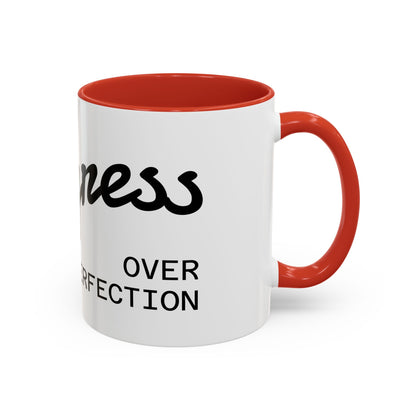 Happiness Over Perfection Accent Coffee Mug – Inspirational Ceramic Tea Cup (11/15oz)
