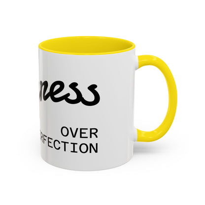 Happiness Over Perfection Accent Coffee Mug – Inspirational Ceramic Tea Cup (11/15oz)