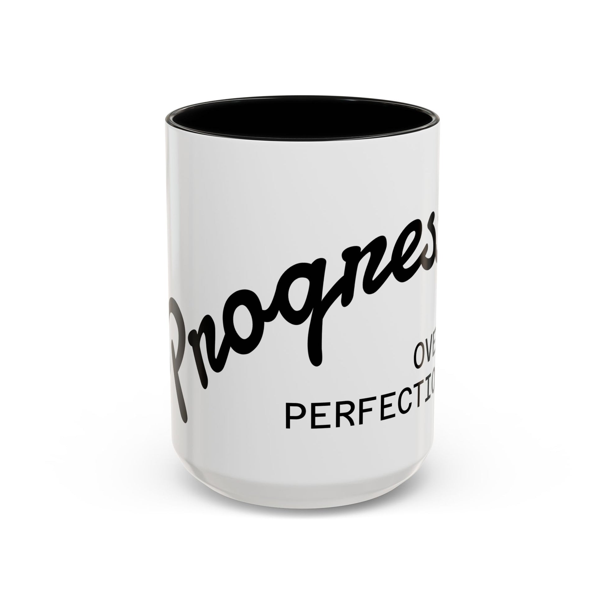 Happiness Over Perfection Accent Coffee Mug Inspirational Ceramic Tea Cup - close-up