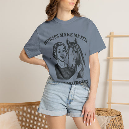 Horse Lover T-Shirt — "Horses Make Me Feel Less Murdery" Vintage Graphic