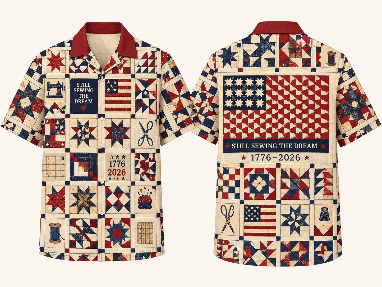 Patriotic Sewing The Dream All-Over Print Hawaii Shirt