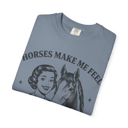 Horse Lover T-Shirt — "Horses Make Me Feel Less Murdery" Vintage Graphic