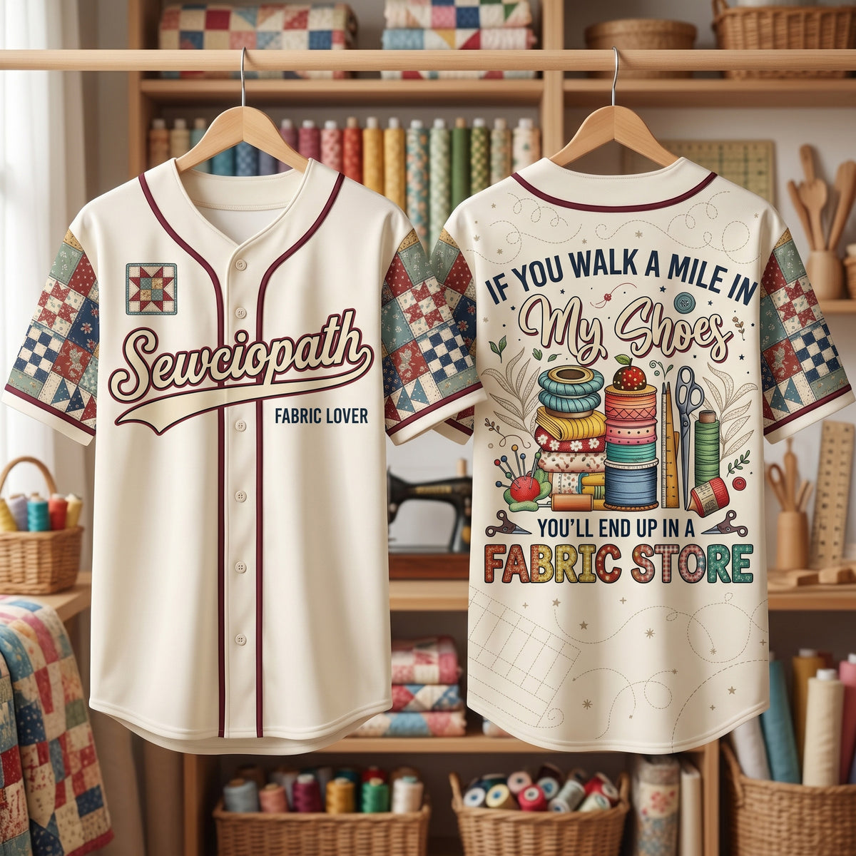 Sewciopath Sewer Quilter Baseball Jersey - Quilt Lover Gift Shirt