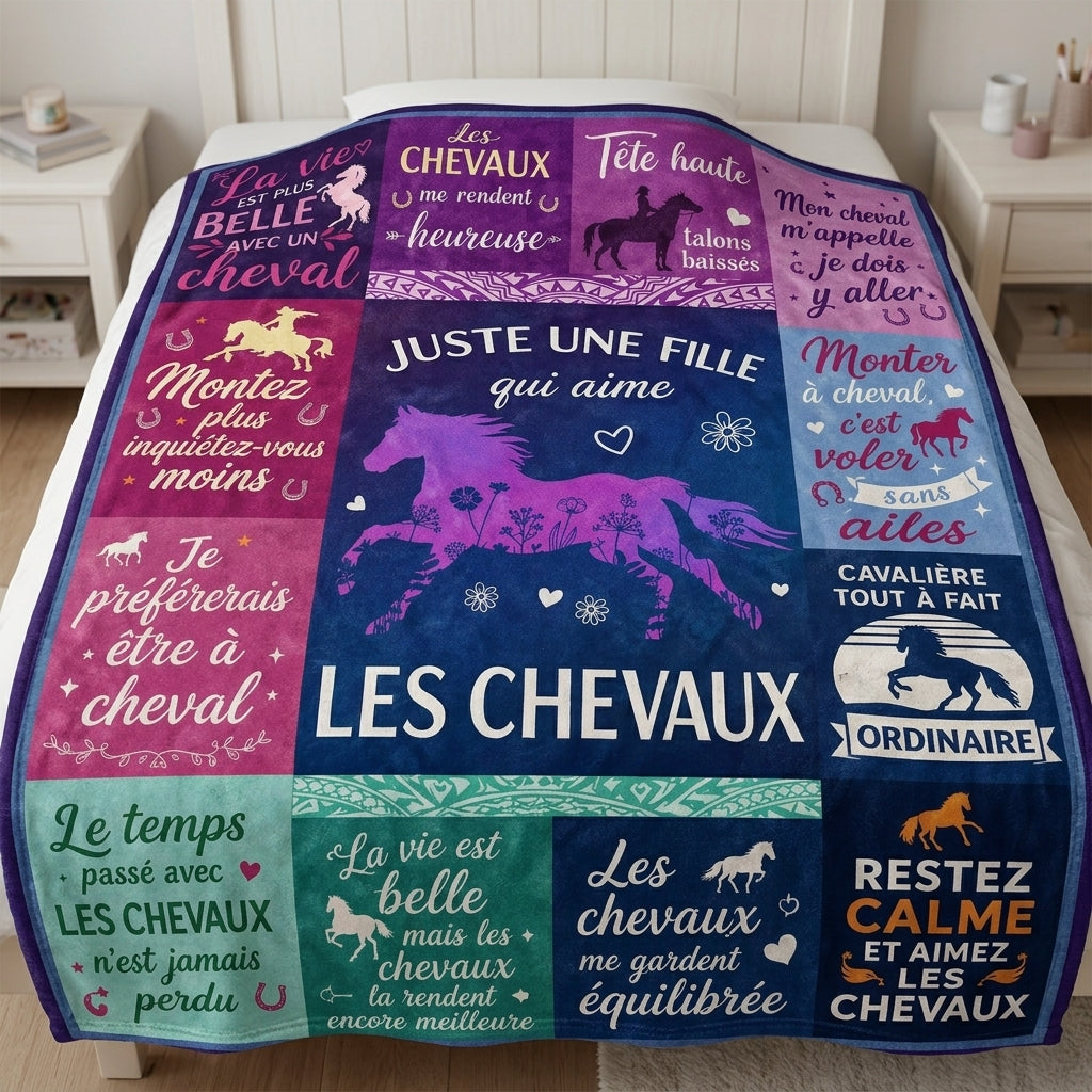 Just A Girl Love Horse FRE Custom Fleece Blanket - Personalized Gift