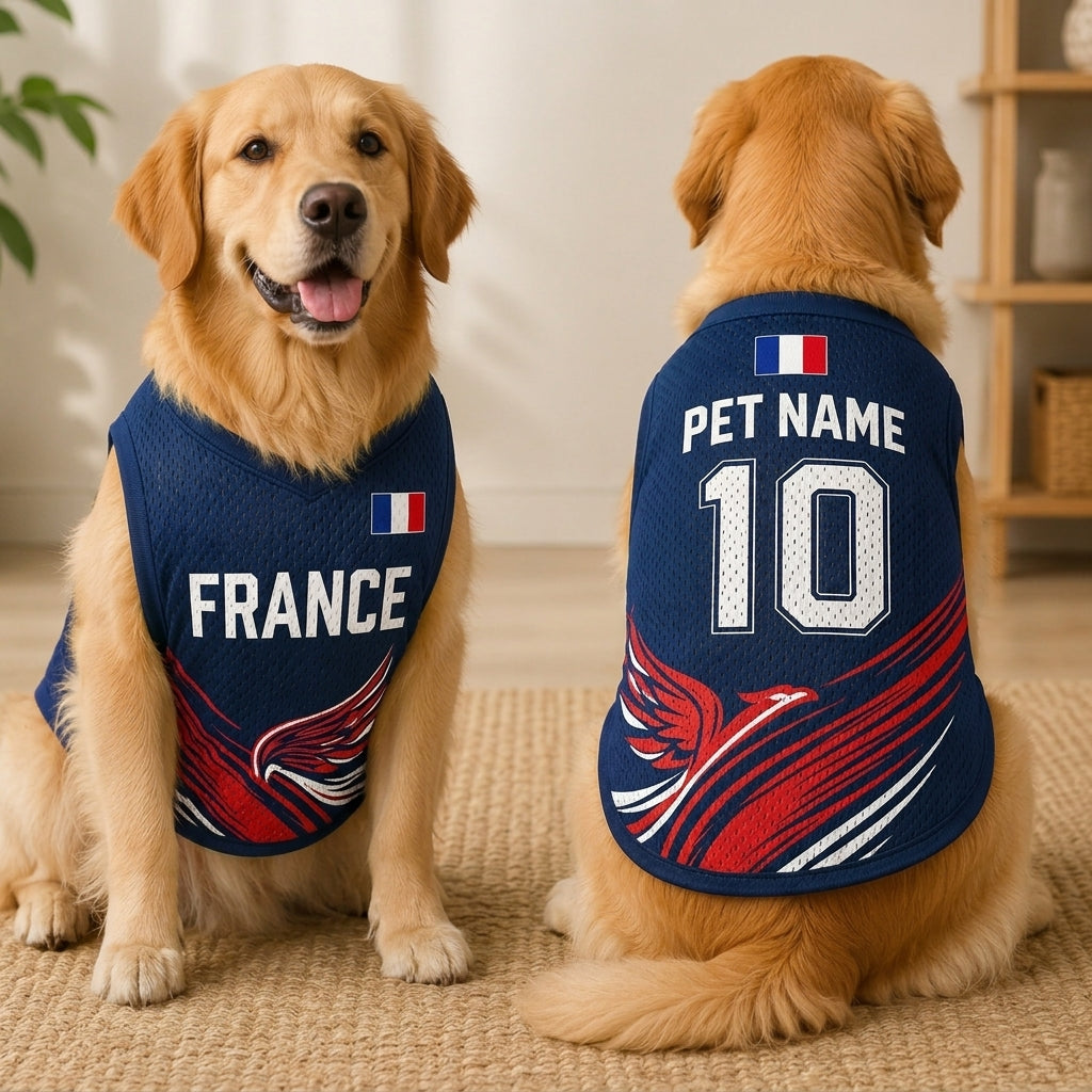 Custom Soccer All-Over Print Mesh Pet Jersey - Personalized Dog Cat Jersey