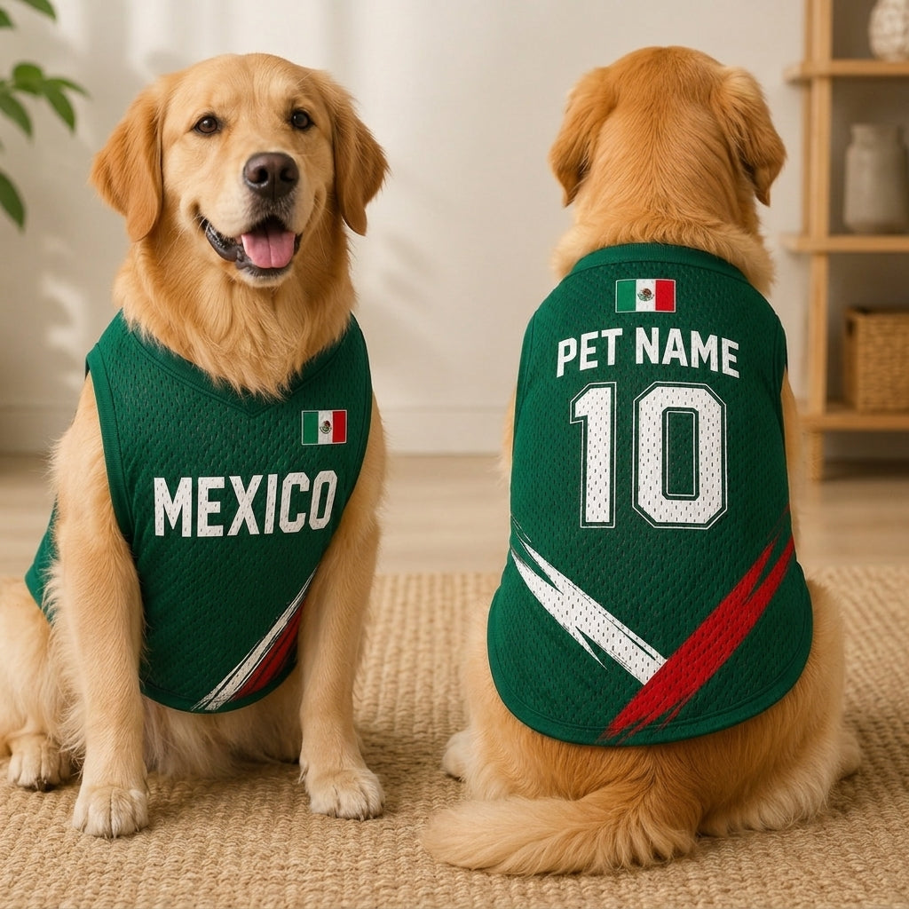 Custom Soccer All-Over Print Mesh Pet Jersey - Personalized Dog Cat Jersey