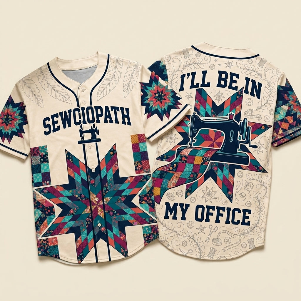 I'll Be In My Office Sewer Quilter Baseball Jersey - Quilt Lover Gift Shirt (Style 4)