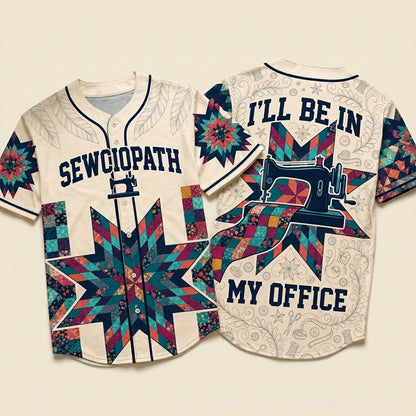 I'll Be In My Office Sewer Quilter Baseball Jersey - Quilt Lover Gift Shirt (Style 4)