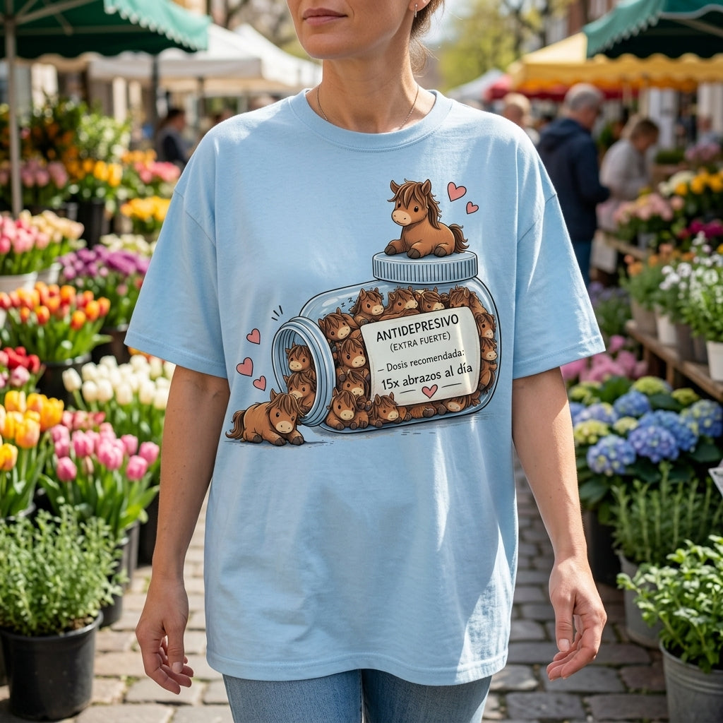 Camiseta Antidepresivo de Caballos Divertida – Regalo para Amantes de los Caballos