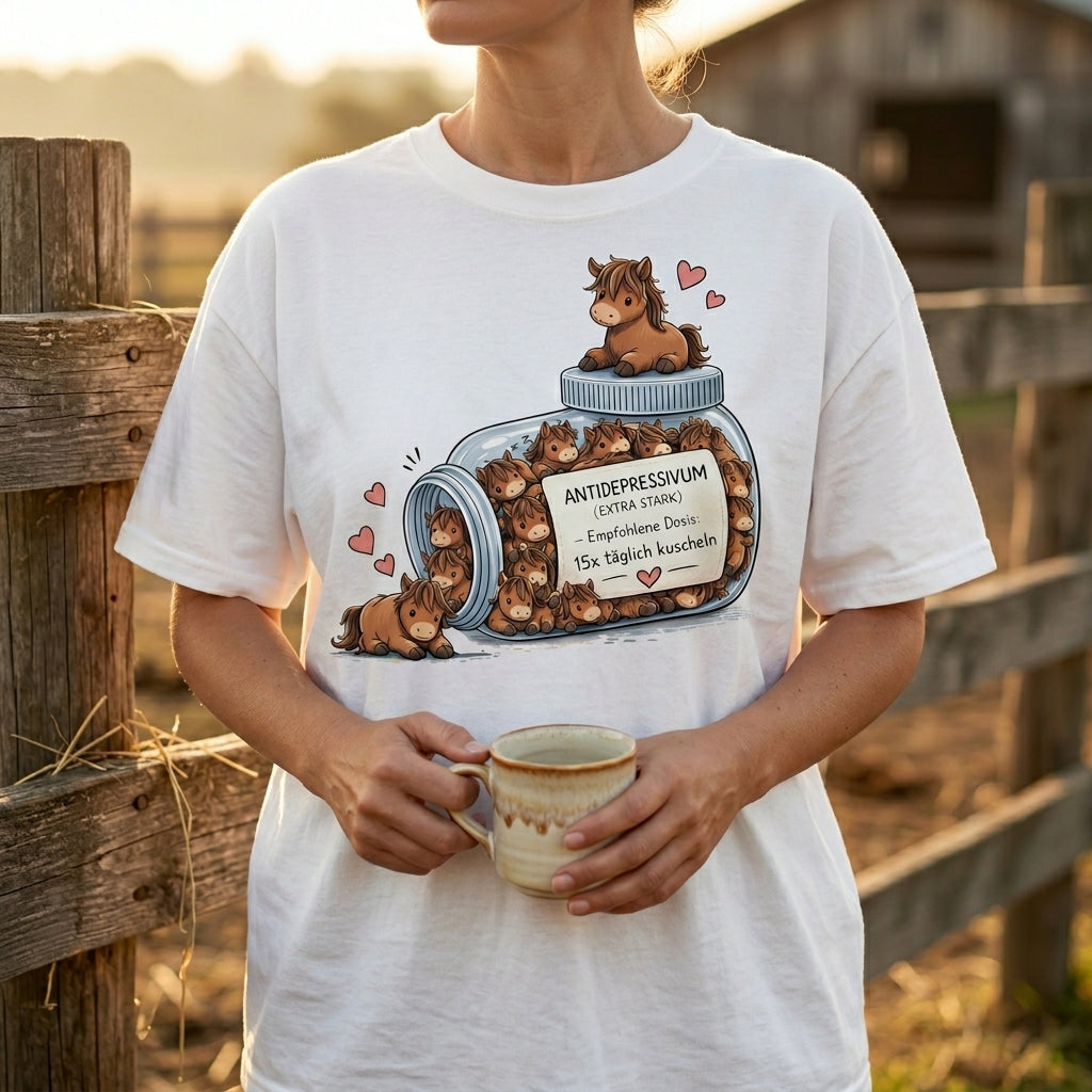 Lustiges Pferde Antidepressivum Shirt – Süßes Pferdeliebhaber Geschenk