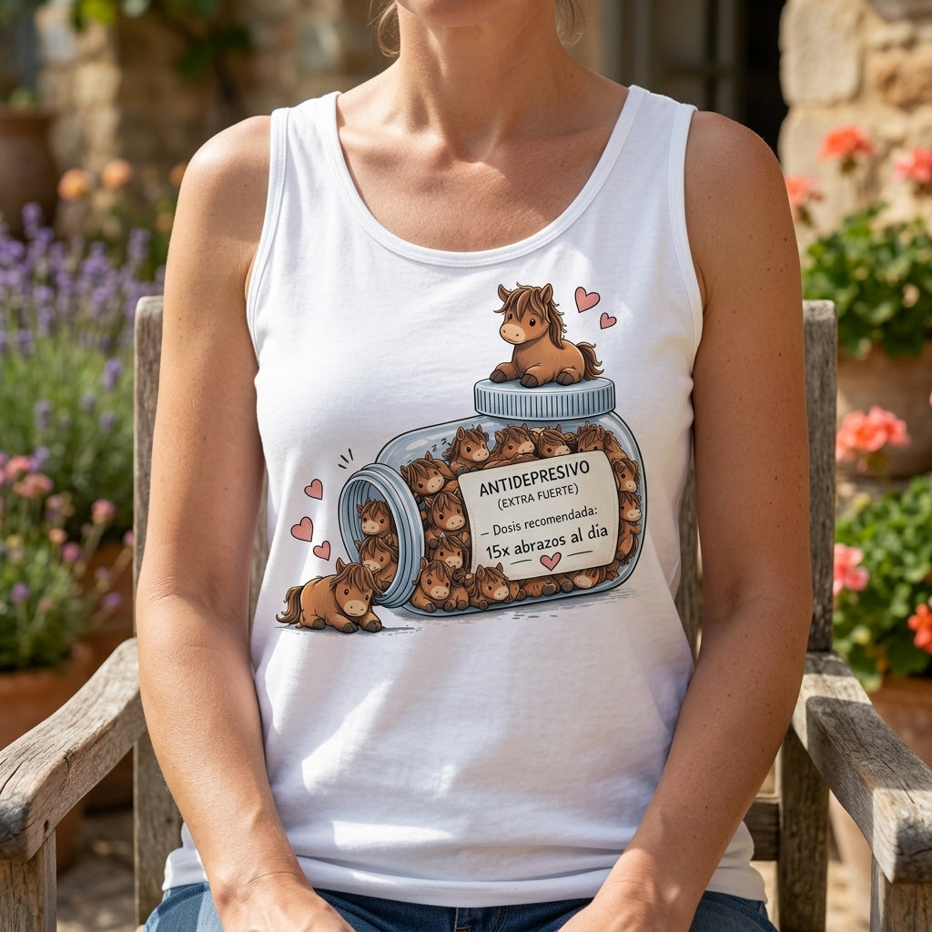 Camiseta Antidepresivo de Caballos Divertida – Regalo para Amantes de los Caballos