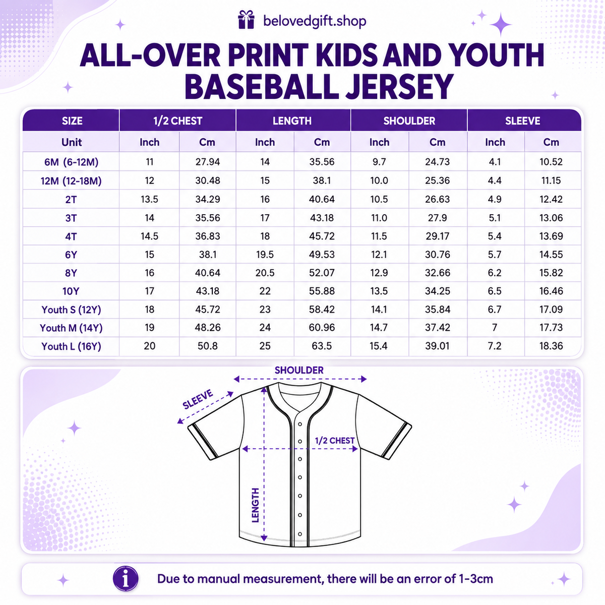 Kids & Youth Size Chart