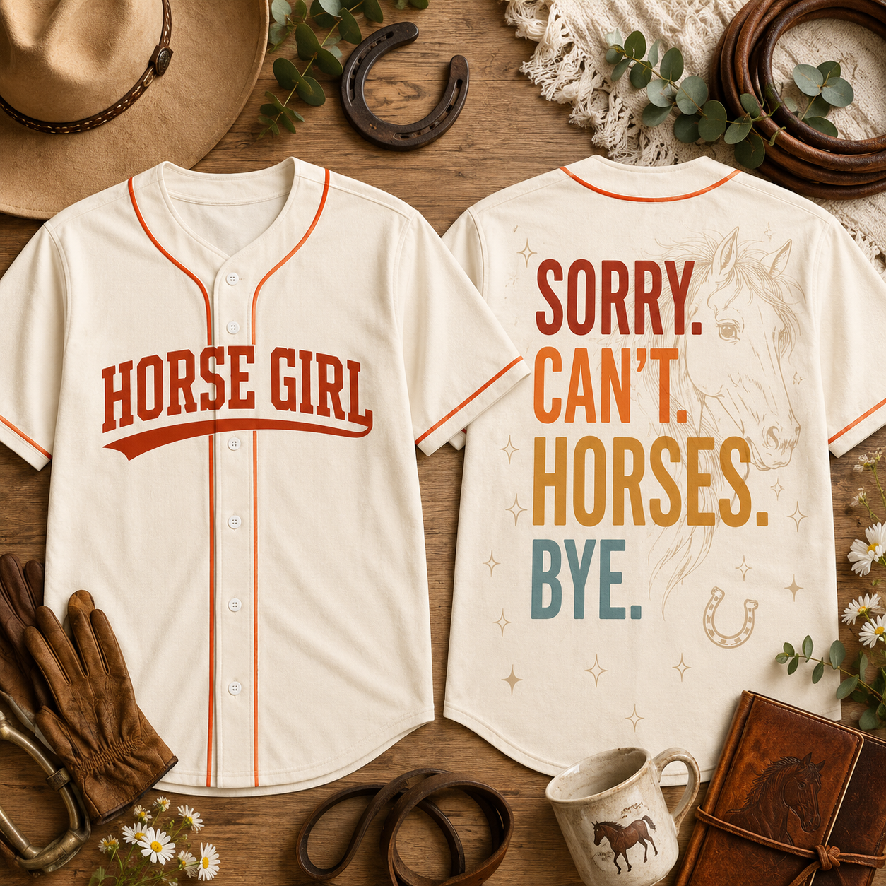 Sorry Can't Horses Bye Baseball Jersey - Style 3