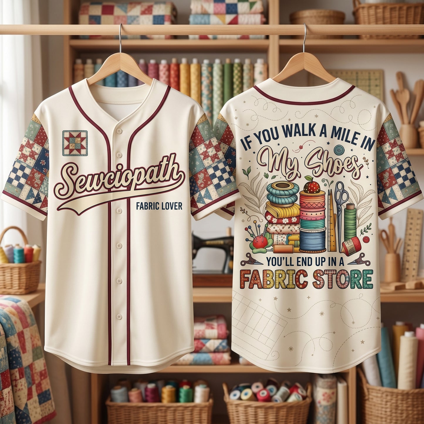 Sewciopath Fabric Lover Baseball Jersey - Style 1