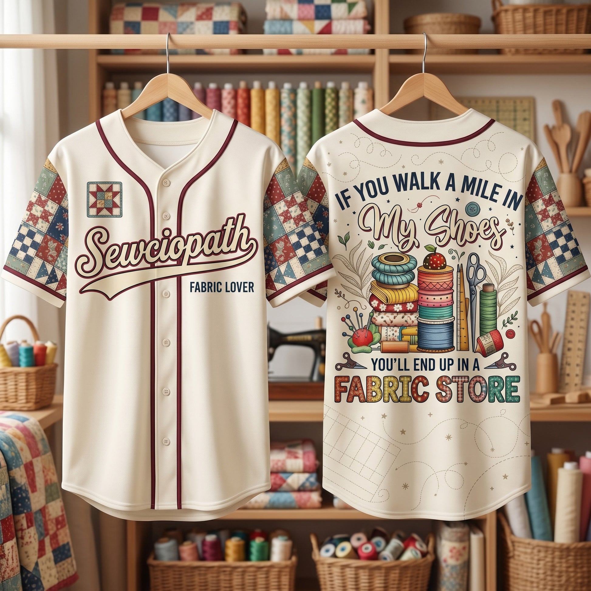 Sewciopath Fabric Lover Baseball Jersey - Style 1