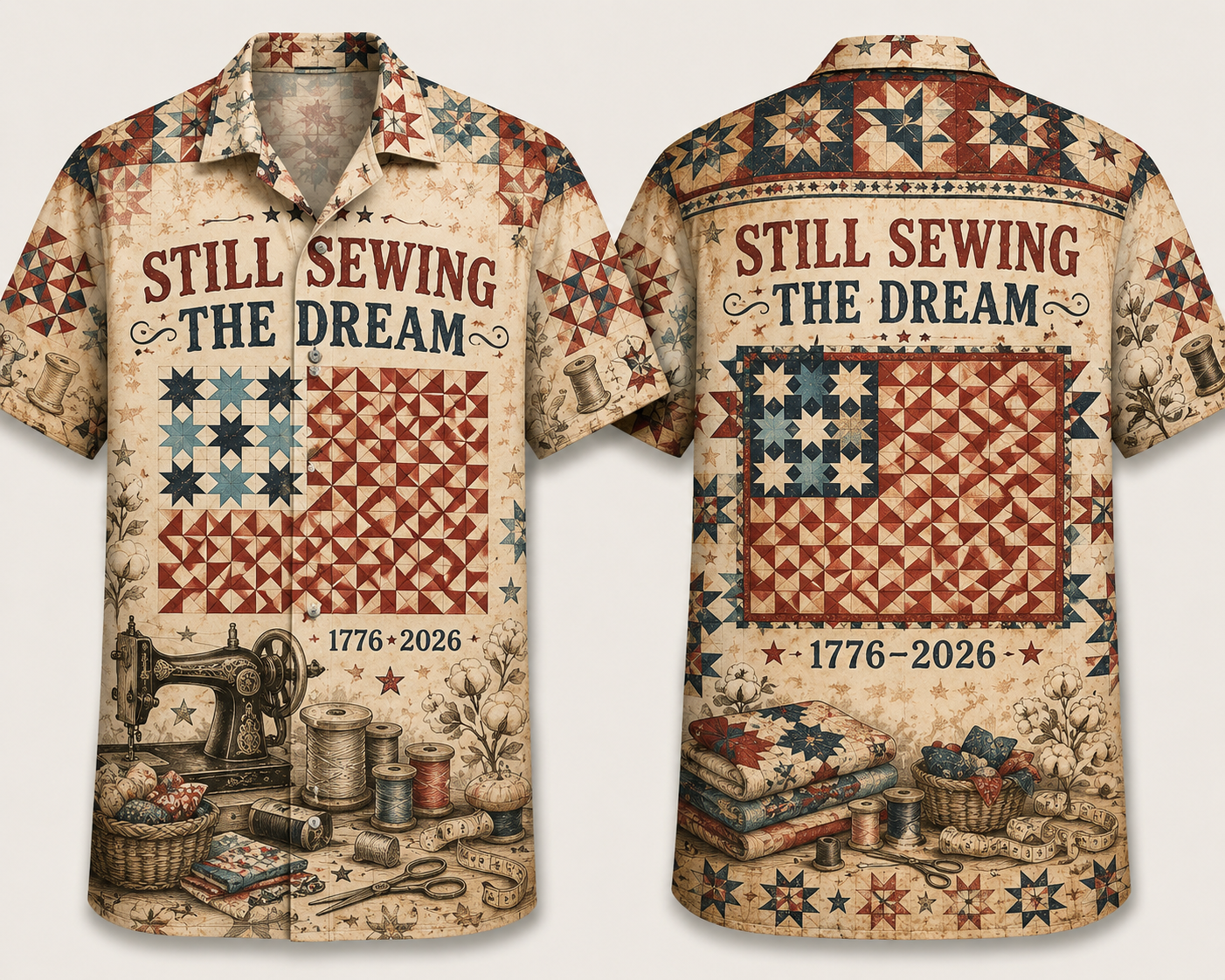 Patriotic Sewing The Dream All-Over Print Hawaii Shirt