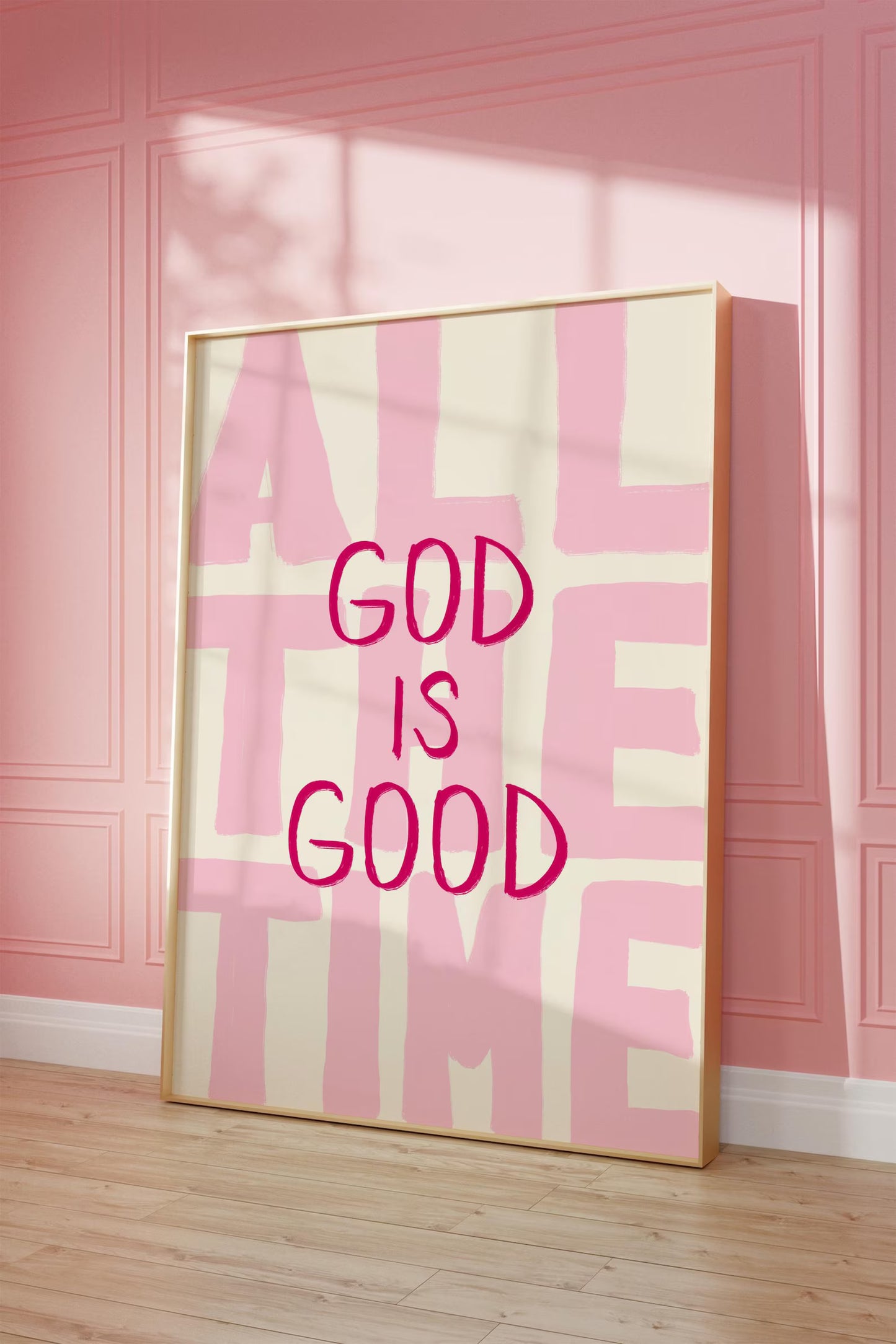 God Is Good Pink Faith Wall Art Poster